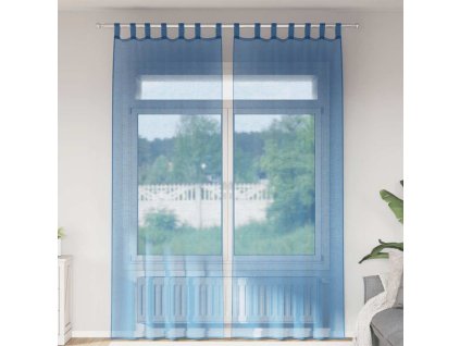 Voálové závěsy s poutky 2 ks 140x260 cm [4102305] (Barva Královská modř)