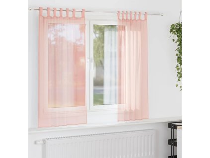 Voálové závěsy s poutky 2 ks 140x140 cm [4102286] (Barva Růžová)