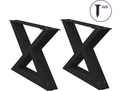 Nohy konferenčního stolku 2 ks ocel 50 x (30-31,3) cm ocel [4012684] (Barva Černá)