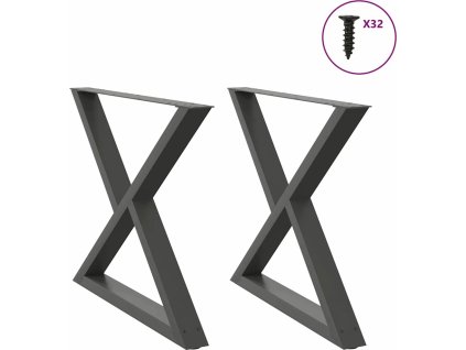 Nohy k jídelnímu stolu 2 ks 90 x (72-73,3) cm ocelové [4012734] (Barva Antracitová)