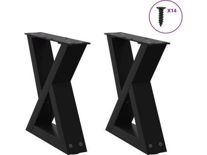 Nohy konferenčního stolku 2 ks 40 x (30-31,3) cm ocelové [4012680] (Barva Černá)