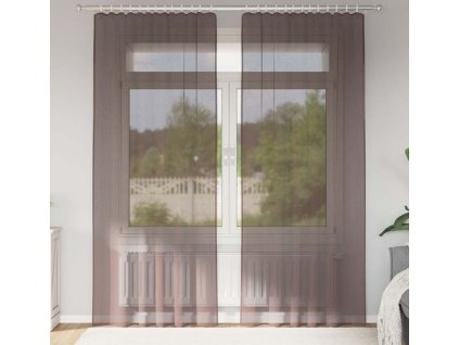 Voálové záclony se záložkou Top 2 ks [4102263] (Barva Hnědá)