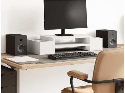 Stojan na monitor s úložným prostorem 70x27x15 cm [854679] (Barva Bílá)