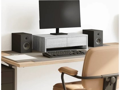 Stojan na monitor se zásuvkami 50 x 27 x 15 cm kompozit [854666] (Barva Šedá sonoma)