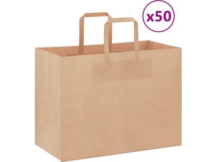 Papírové tašky 50 ks s uchy 32x17x25 cm [4101887] (Barva Růžová)