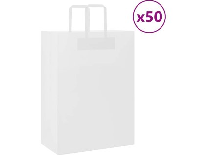 Papírové tašky 50 ks s uchy 32x17x44 cm [4101832] (Barva Bílá)