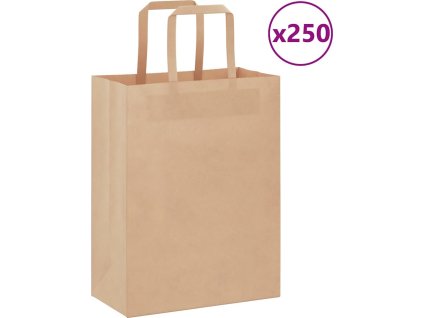 Papírové sáčky 250 ks s uchy 21x11x28 cm [4101811] (Barva Hnědá)