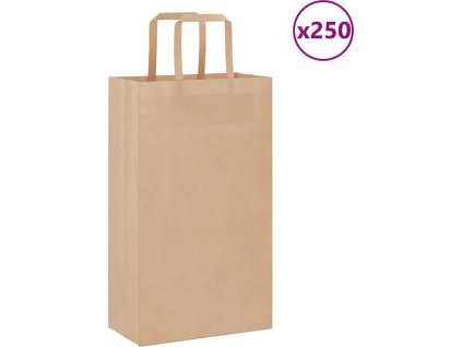 Papírové sáčky 250 ks s uchy 21x11x36 cm [4101813] (Barva Hnědá)