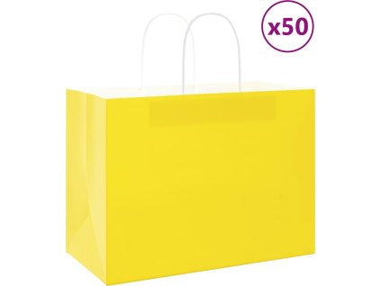 Papírové tašky 50 ks s uchy 32x17x25 cm [4101607] (Barva Bílá)