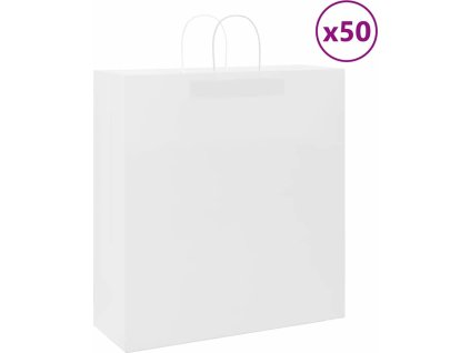 Papírové tašky 50 ks s uchy 45x17x48 cm [4101611] (Barva Bílá)