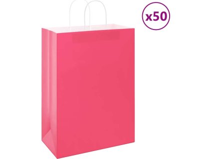 Papírové tašky 50 ks s uchy 32x17x44 cm [4101664] (Barva Růžová)