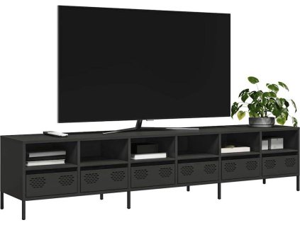 TV skříňka 202 x 39 x 43,5 cm ocel válcovaná za studena [3307155] (Barva Černá)