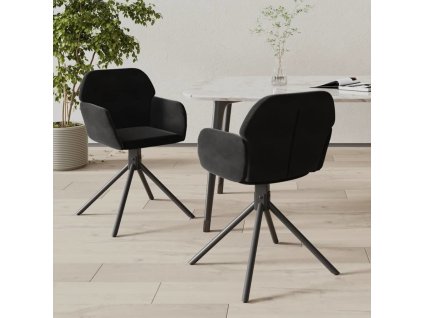 Otočné jídelní židle 2 ks samet [344746] (Barva Černá)