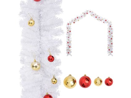 Vánoční girlanda zdobená baňkami 10 m [284306] (Barva Zelená)
