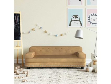 Dětská pohovka 90 x 53 x 30 cm samet [3196284] (Barva Hnědá)