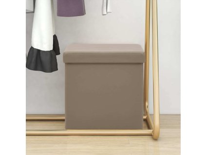 Skládací úložná stolička umělá kůže [338784] (Barva Cappuccino)