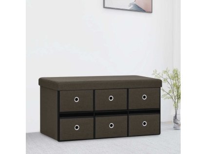 Skládací úložná lavice 76 x 38 x 38 cm umělý len [338814] (Barva Tmavě hnědá)