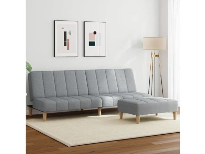 2místná rozkládací pohovka s podnožkou textil [3258085] (Barva Světle šedá)