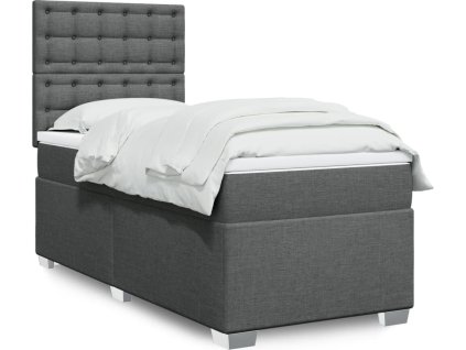 Box spring postel s matrací 90x190 cm textil [3290358] (Barva Tmavě šedá)