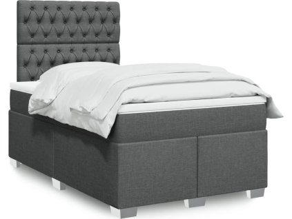 Box spring postel s matrací 120x200 cm textil [3290463] (Barva Tmavě šedá)