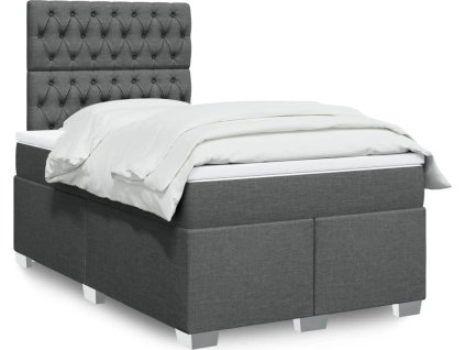 Box spring postel s matrací 120x200 cm textil [3292763] (Barva Tmavě šedá)