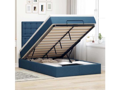 Osmanský rám postele s matrací 120x200cm textil [3313319] (Barva Modrá)