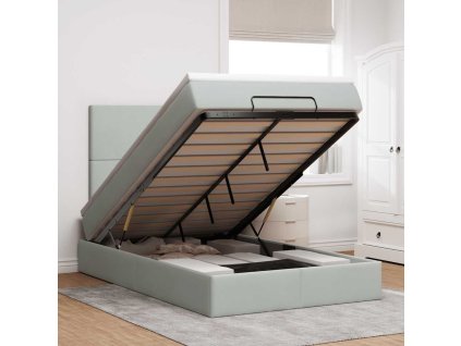 Osmanský rám postele s matracemi 120x200cm samet [3313391] (Barva Světle šedá)