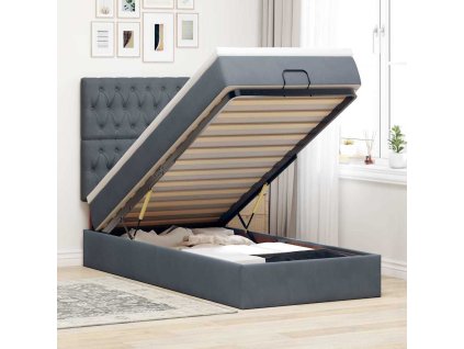 Osmanský rám postele s matracemi 100x200cm samet [3313524] (Barva Tmavě šedá)