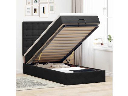 Osmanský rám postele s matracemi 100x200cm samet [3314446] (Barva Černá)