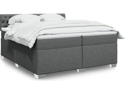 Box spring postel s matrací 200x200 cm textil [3288303] (Barva Tmavě šedá)