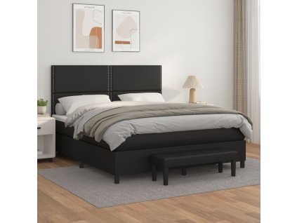 Box spring postel s matrací 180x200 cm umělá kůže [3137619] (Barva Krémová)