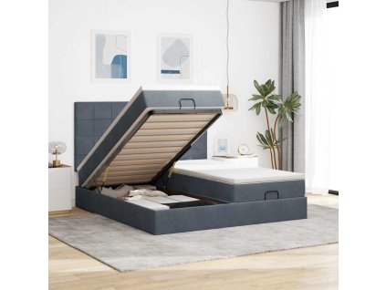 Osmanský rám postele s matracíes 180x200cm samet [3313773] (Barva Tmavě šedá)