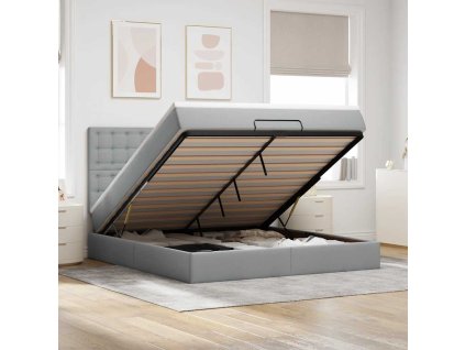 Osmanský rám postele s matrací 180x200cm textil [3313341] (Barva Světle šedá)