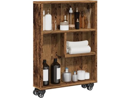 Úzký úložný vozík, , 48 x 13 x 68 cm, konstrukční dřevo [855230] (Barva Staré dřevo)