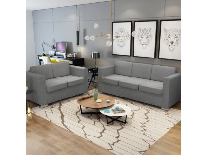 Dvojdílná sada pohovek textil [274214] (Barva Tmavě šedá)
