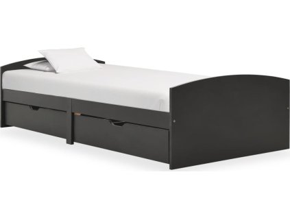 Rám postele se 2 zásuvkami masivní borovice 90 x 200 cm [322158] (Barva Šedá)