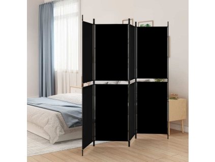 4dílný paraván 200x180 cm textil [350217] (Barva Černá)
