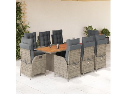 9dílný zahradní jídelní set s poduškami polyratan [3213375] (Barva Mix béžová)