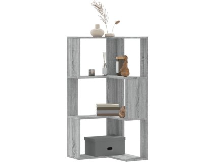 Rohová 3patrová knihovna 50 x 50 x 102 cm kompozit [852596] (Barva Šedá sonoma)