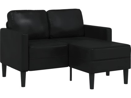 Dvoumístná pohovka s lehátkem ve tvaru L, umělá kůže [4107083] (Barva Černá)
