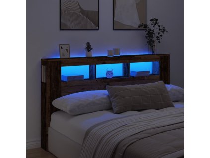Čelo postele s LED 180 x 18,5 x 103,5 cm kompozit [857690] (Barva Staré dřevo)