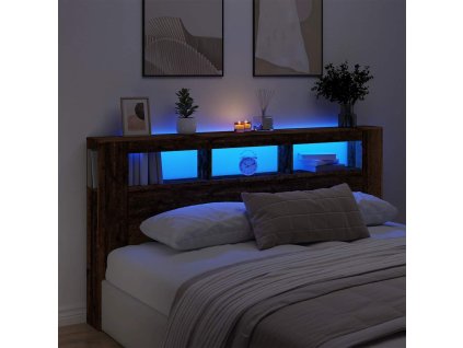 Čelo postele s LED 200x18,5x103,5 cm kompozitní dřevo [857692] (Barva Staré dřevo)