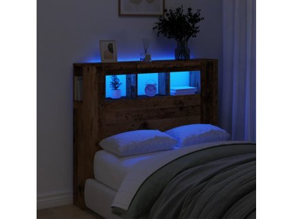 Čelo postele s LED 120 x 18,5 x 103,5 cm kompozit [857684] (Barva Staré dřevo)