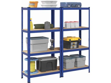 4patrové úložné regály 2 ks ocel a kompozitní dřevo [4016933] (Barva Stříbrná)