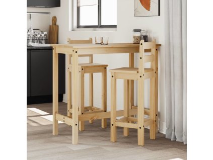 3 dílný barový set masivní borové dřevo [4005690] (Barva Hnědá)