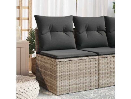 Zahradní křeslo bez područek s poduškami polyratan [366190] (Barva Světle šedá)