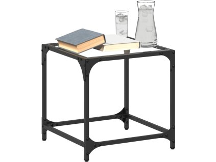 Konferenční stolky černá skleněná deska 2 ks 40x40x40 cm ocel [845958] (Barva průhledné sklo)