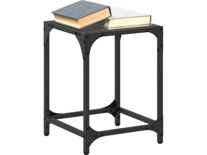 Konferenční stolek černá skleněná deska 30 x 30 x 40 cm ocel [845953] (Barva černé sklo)