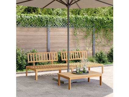 Zahradní středové pohovky z palet a podušky 2 ks masivní akácie [3209486] (Barva Vzor listí, barva dřeva Hnědá)