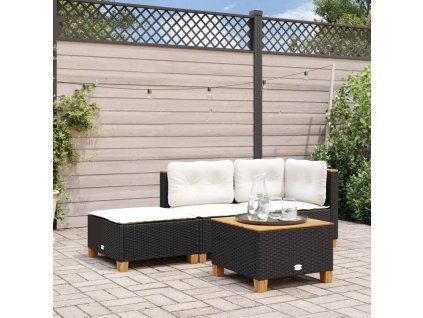 Zahradní stolička s poduškou 63,5 x 56 x 32 cm polyratan [365911] (Barva Černá)